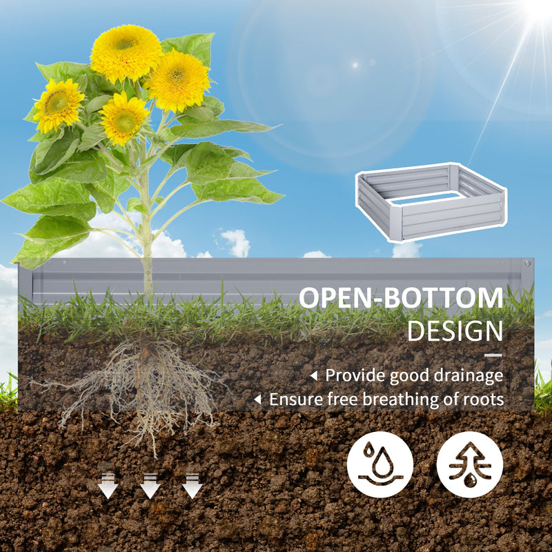 Outsunny Set of 2 Raised Garden Bed Galvanized Steel Planter