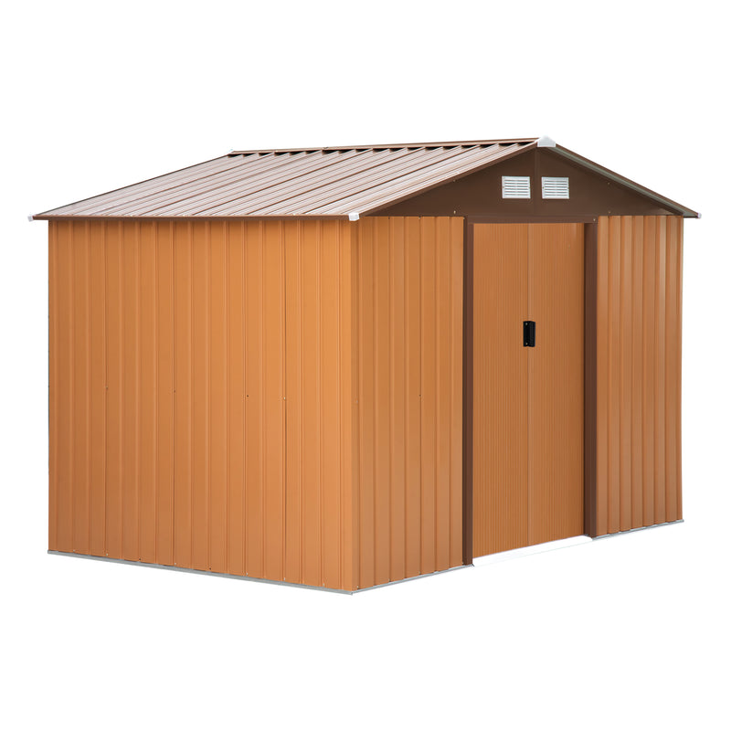 Outsunny 13 X 11ft Outdoor Garden Storage Shed w/2 Doors Galvanised Metal Yellow