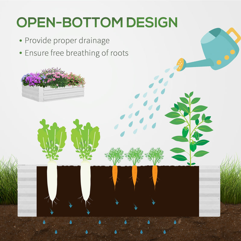 Outsunny Raised Garden Bed with Greenhouse, Steel Planter Box with Plastic Cover