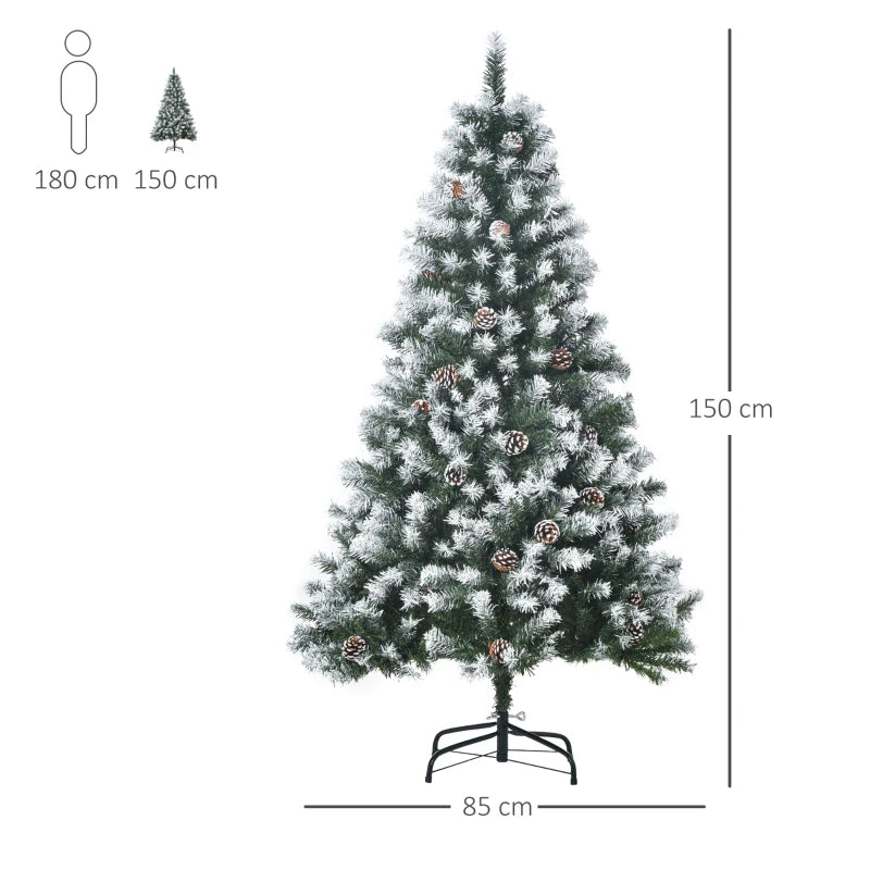 HOMCOM Christmas Tree Slim 5' with Pinecones