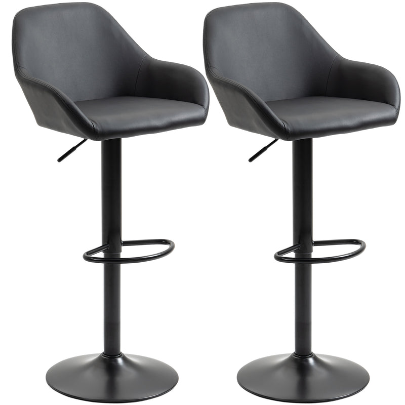 HOMCOM Adjustable Bar Stools Set of 2, Swivel Barstool W/ Footrest Black