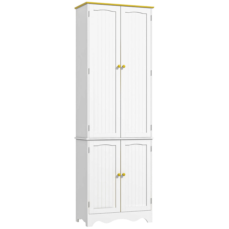 HOMCOM Freestanding Kitchen Cupboard 4-Door Storage Cabinet w/ 4 Shelves, White