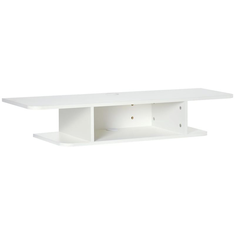 HOMCOM Wall Mounted TV  Stand Entertainment Unit with Storage Shelf, White