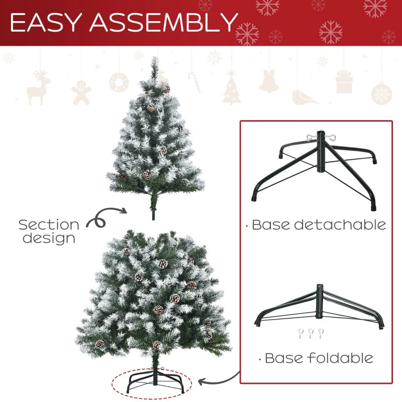 HOMCOM Christmas Tree Slim 5' with Pinecones