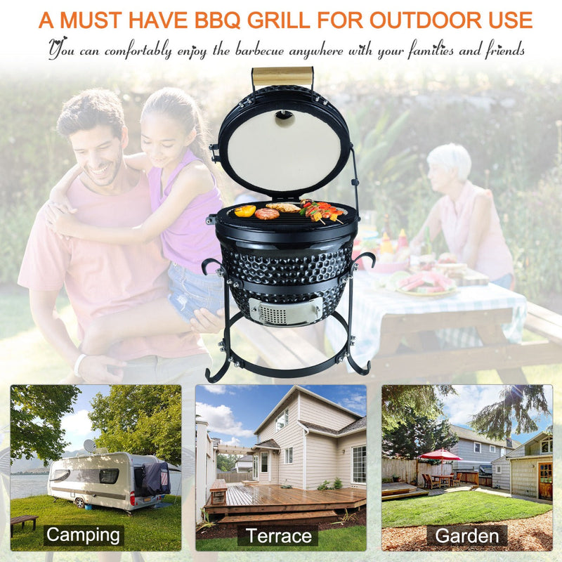 Outsunny Cast Iron Ceramic Charcoal BBQ Oven