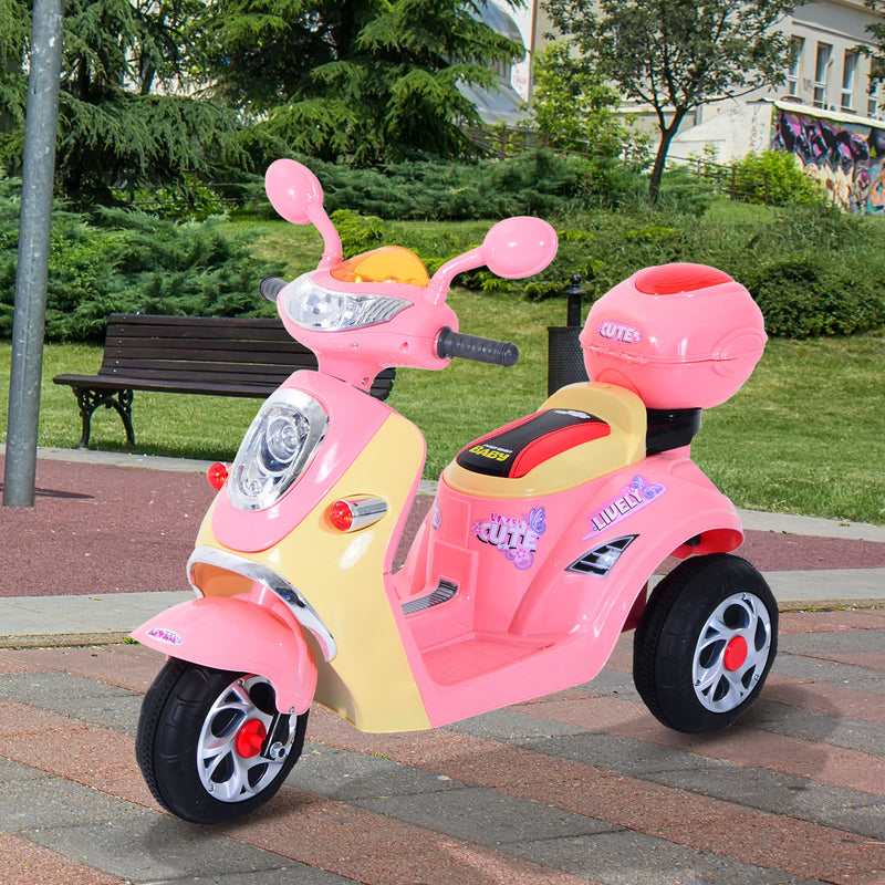 HOMCOM Electric Ride on Toy Tricycle Car - Pink