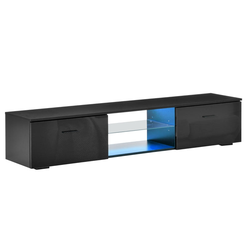 HOMCOM TV Stand High Gloss with LEDs 160cm - Black