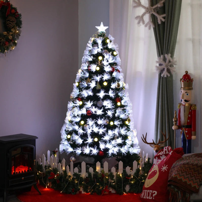 Christmas Fibre Optic Tree 6' with Warm White Cherry Lights and Blue Star