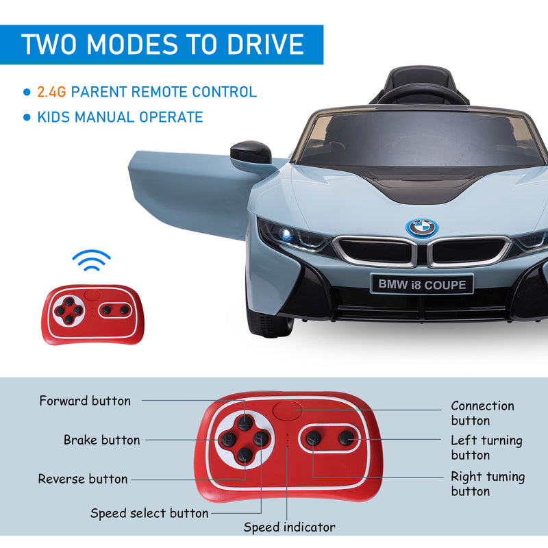 HOMCOM Kids Electric Ride On Car BMW i8 Coupe - 6v - White