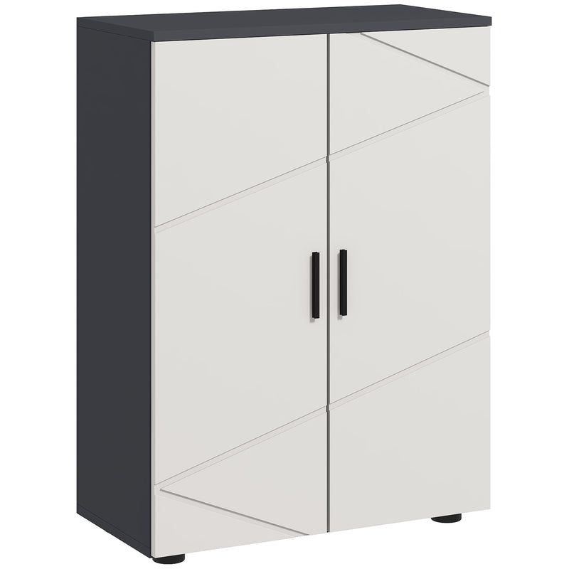 kleankin Small Bathroom Cabinet, Bathroom Storage Cabinet with 2-Doors Cupboard, 2 Adjustable Shelves and Soft Close Mechanism, Grey