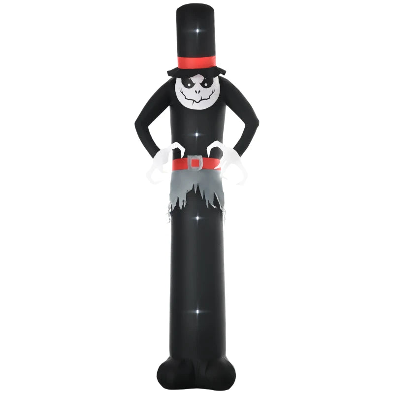 Inflatable Halloween Skinny Ghost in a Tall Hat, Blow-Up Outdoor LED Display for Garden