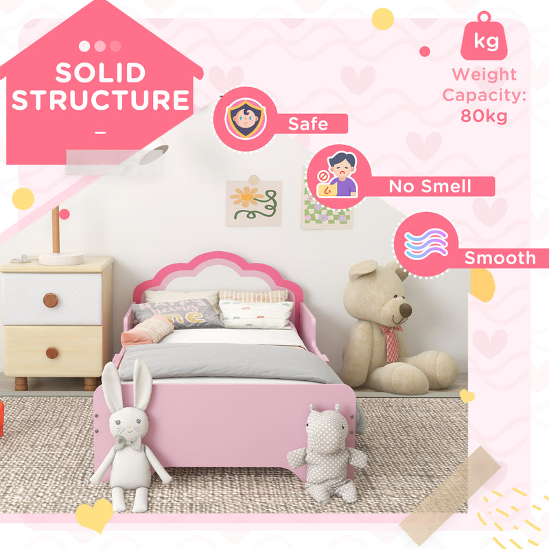 ZONEKIZ Toddler Bed Frame, Cloud-Designed Princess Bed, 143 x 74 x 55cm - Pink