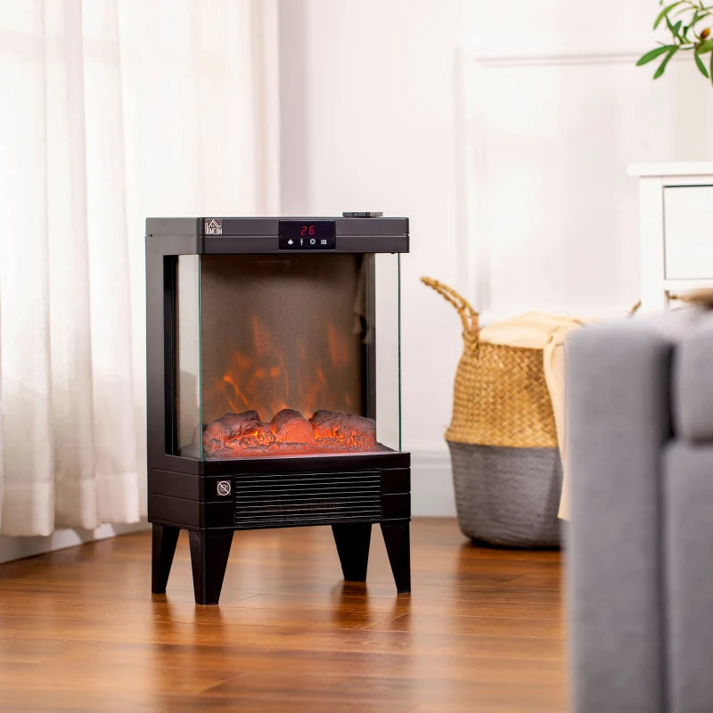 HOMCOM Electric Fireplace Heater- Black