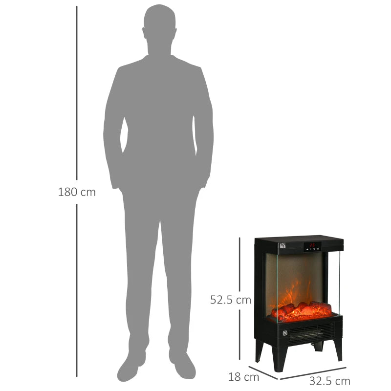 HOMCOM Electric Fireplace Heater- Black