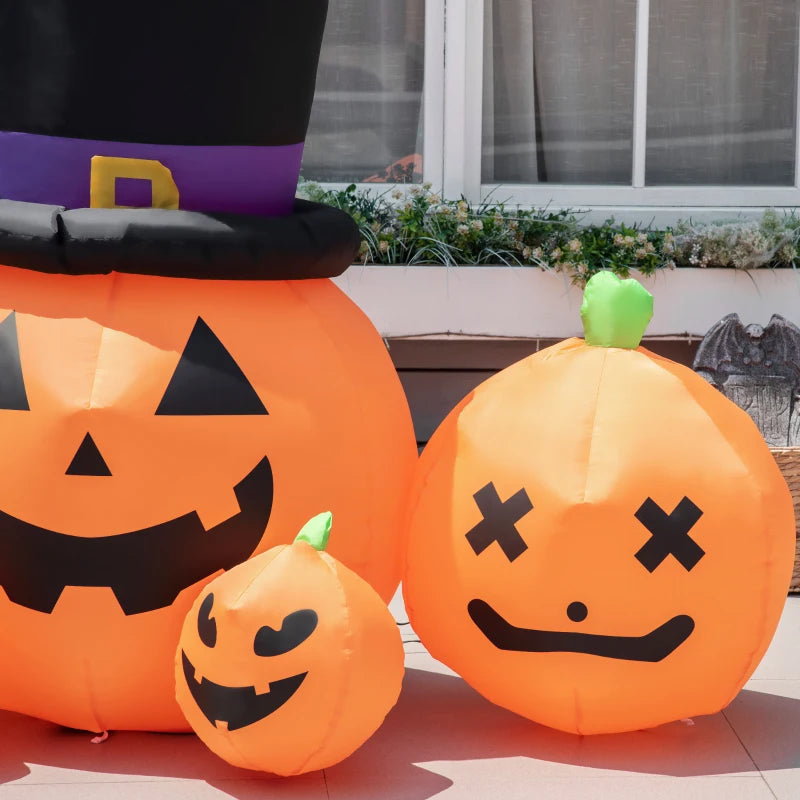 Outsunny Halloween Inflatable Pumpkins with Hat Display 6' with LED