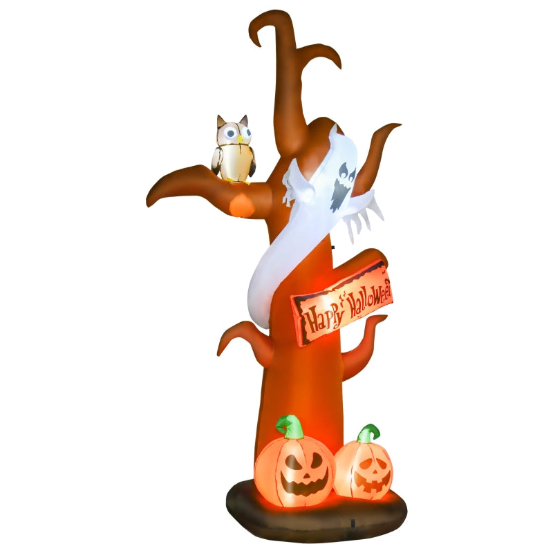 Halloween Inflatable Tree with Ghost and Pumpkins 9'