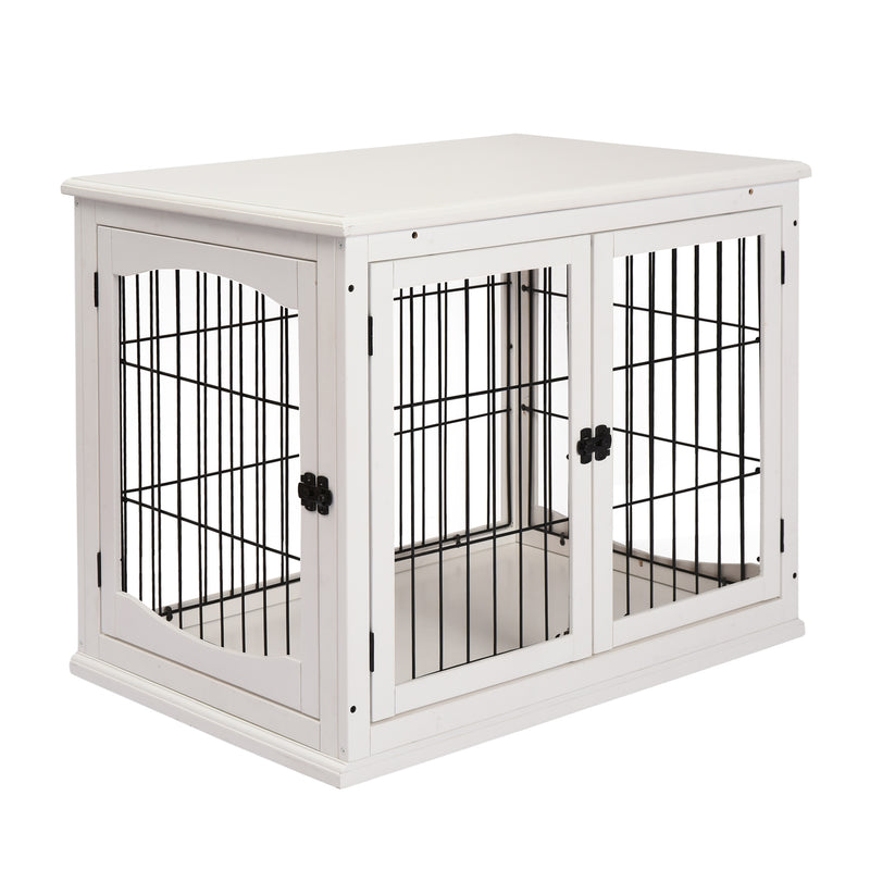 PawHut Dog Crate Puppy Cage End Table Design for Small Dog White