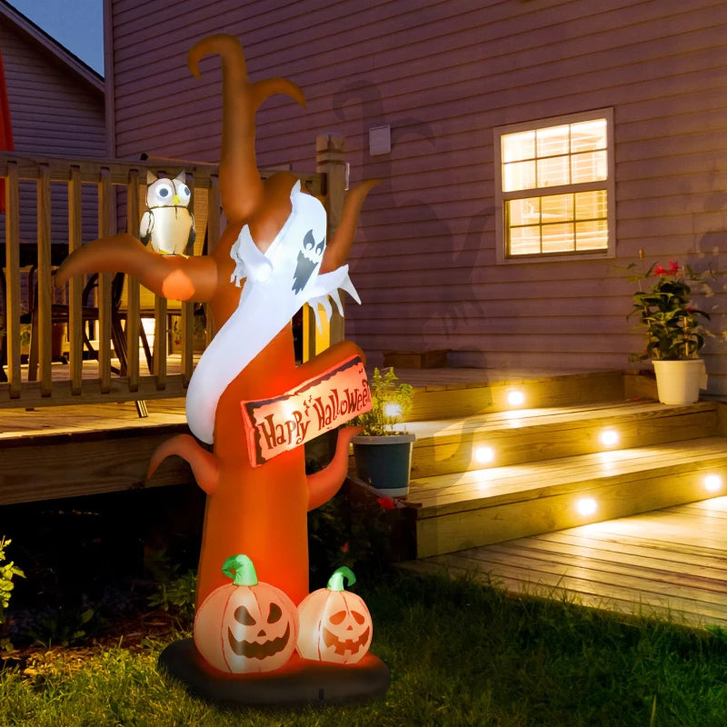 Halloween Inflatable Tree with Ghost and Pumpkins 9'