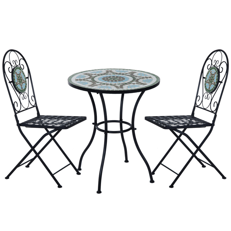 Outsunny Outdoor 3pc Bistro Set Dining Folding Chairs Patio Furniture Black