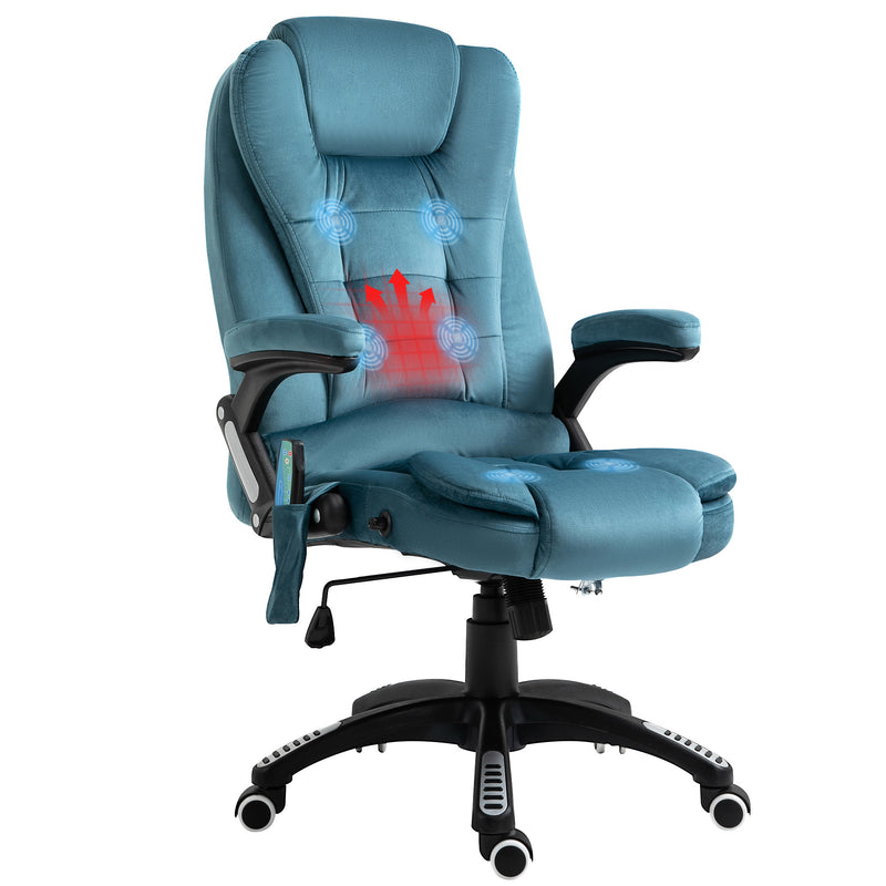 Vinsetto Office Chair w/ Heating Massage Points Relaxing Reclining Blue