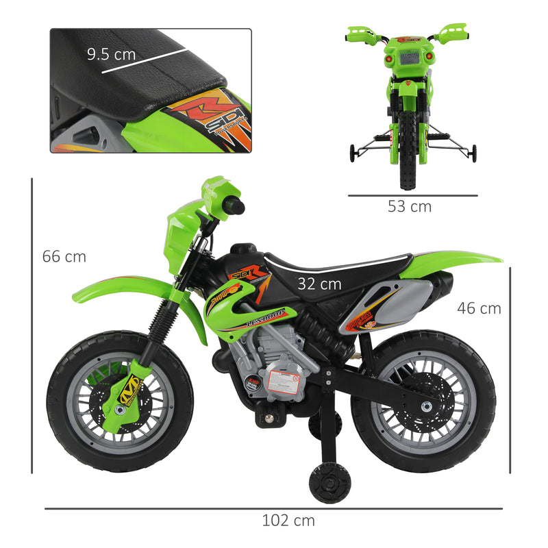 HOMCOM Kids Ride on Electric Motorcycle 6V Battery Scooter - Green