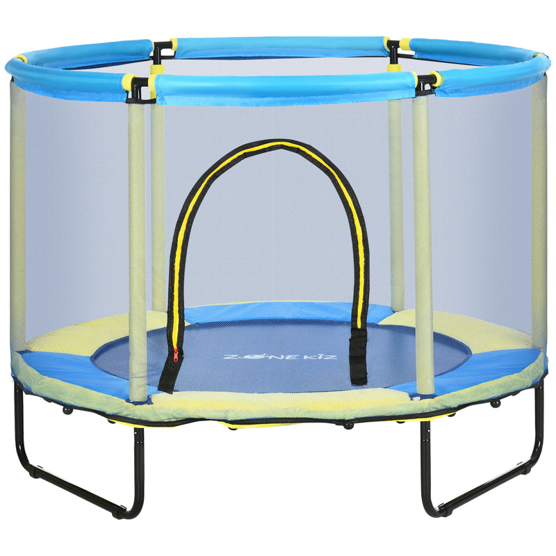 ZONEKIZ 55" Kids Trampoline with Enclosure Net for Toddler 1-6 Years Blue