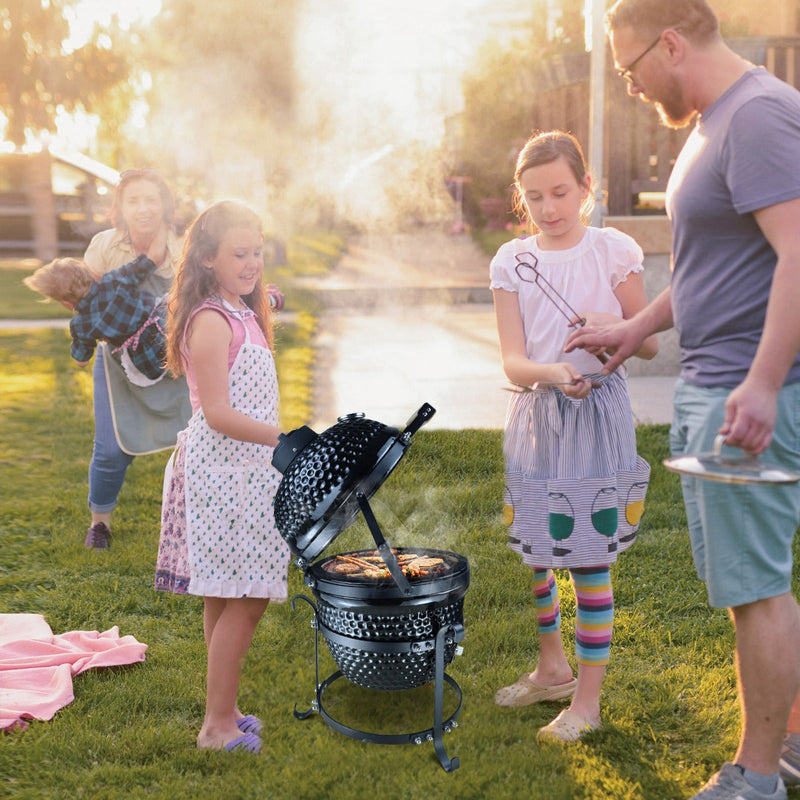 Outsunny Cast Iron Ceramic Charcoal BBQ Oven