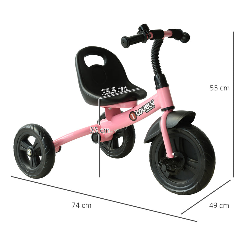 HOMCOM Baby Kids Children Toddler Tricycle Ride on 3 Wheels Bike (Pink)