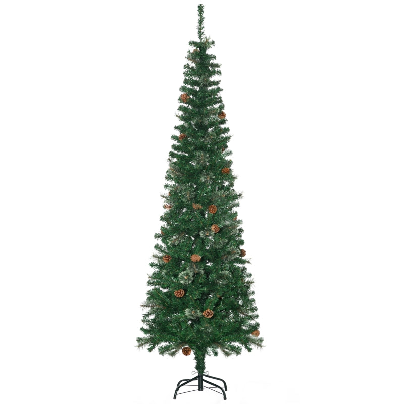 HOMCOM Christmas Tree Pencil 6.5' with 27 Pine Cone