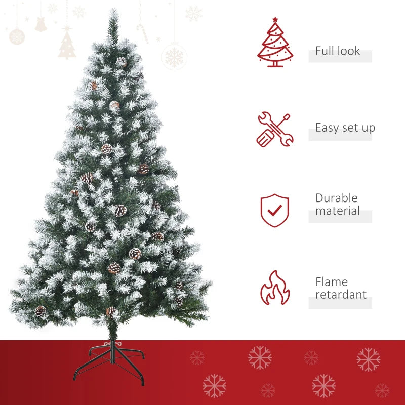 HOMCOM Christmas Tree Slim 5' with Pinecones