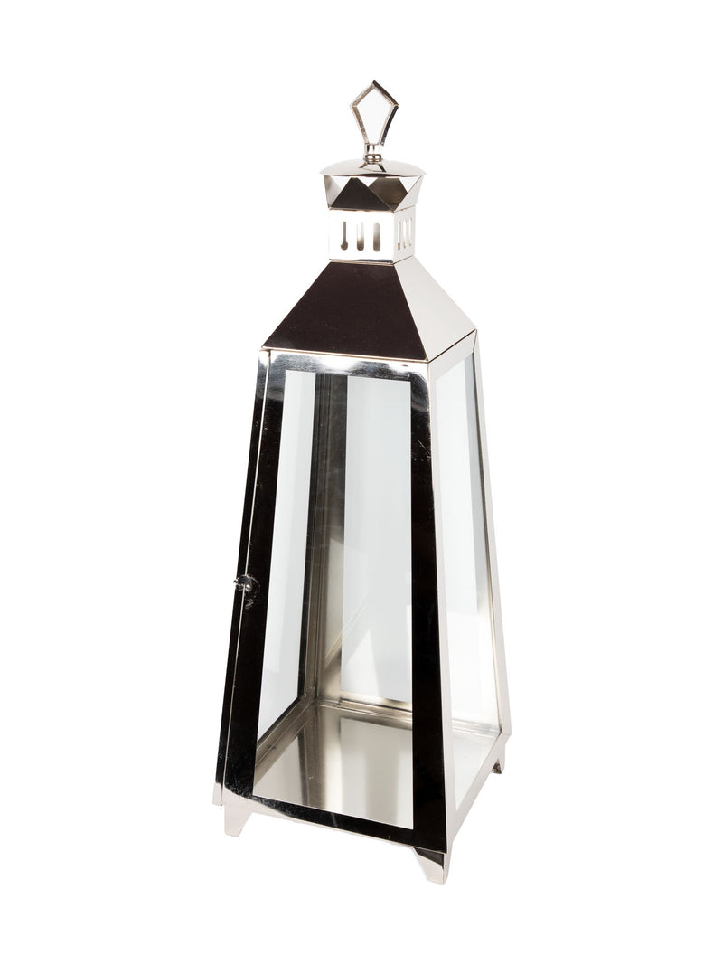 Mint Collection - Nickel Plated Lantern with Glass - Nickel 29x29x84cm