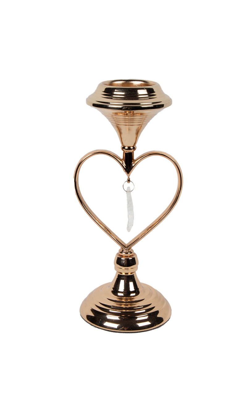 Mint Collection - Heart Shaped Gold Plating with Glass Candle Holder - Gold 11x10x28cm