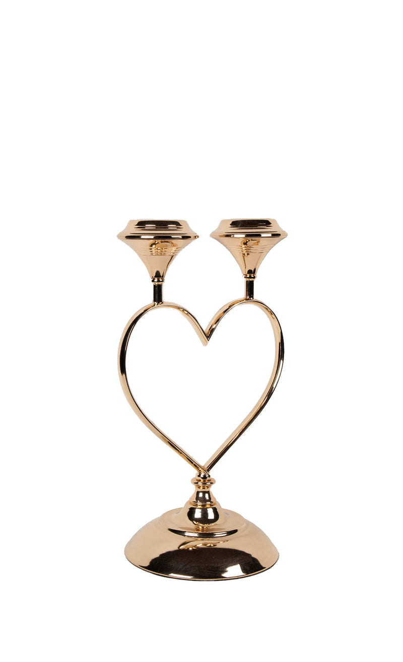 Mint Collection - Heart Shaped Gold Plating with Glass Candle Holder - Gold 20x16x40cm