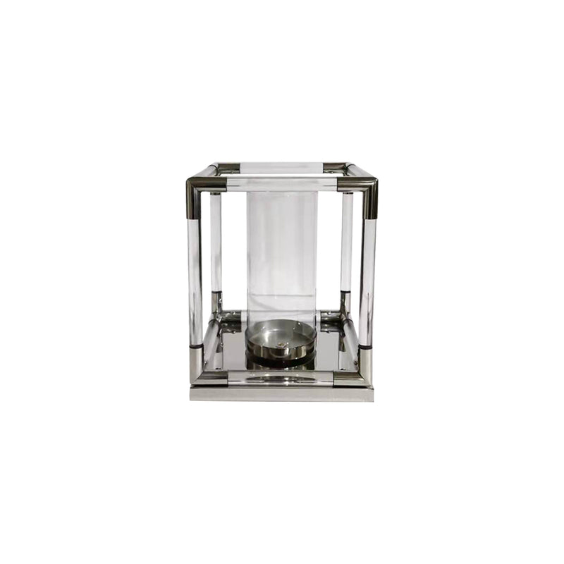 Mint Collection - Nickel Plated with Glass and Acrylic Candle Holder - Nickel 27x27x32.5cm