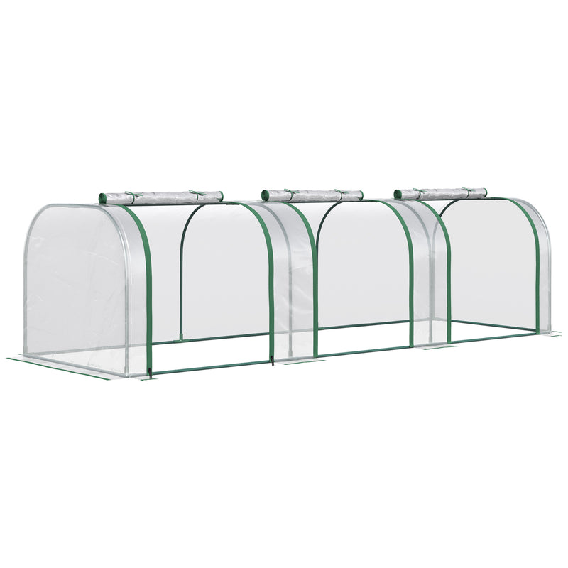 Outsunny Tunnel Greenhouse Steel Frame for Garden Backyard w/ Zipper Doors