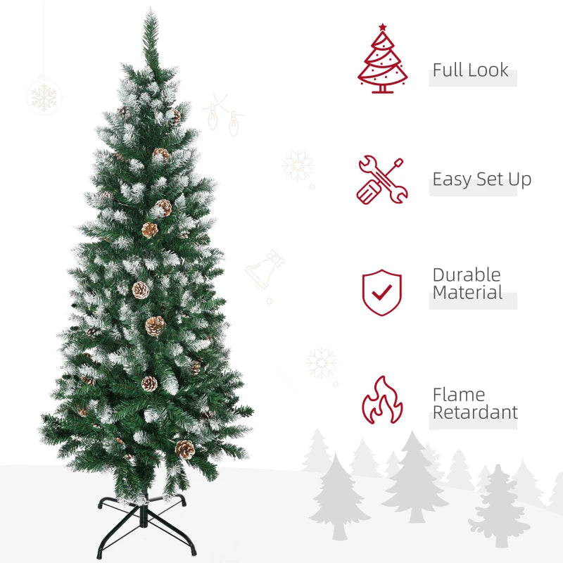 HOMCOM Christmas Tree Snow Dipped Slim 5'