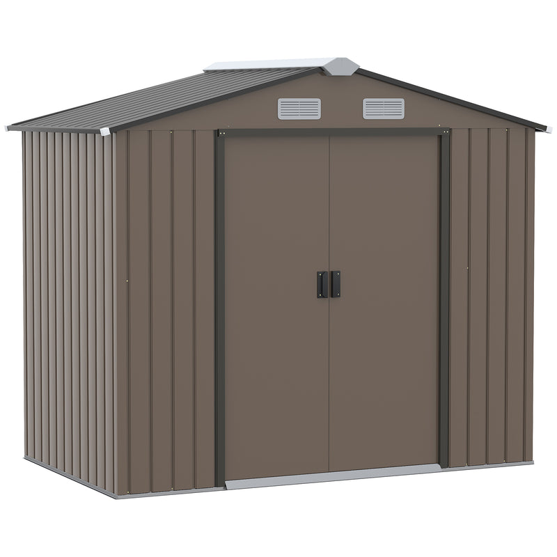 Outsunny Garden Shed Storage Unit w/Locking Door Floor Foundation Vent Brown