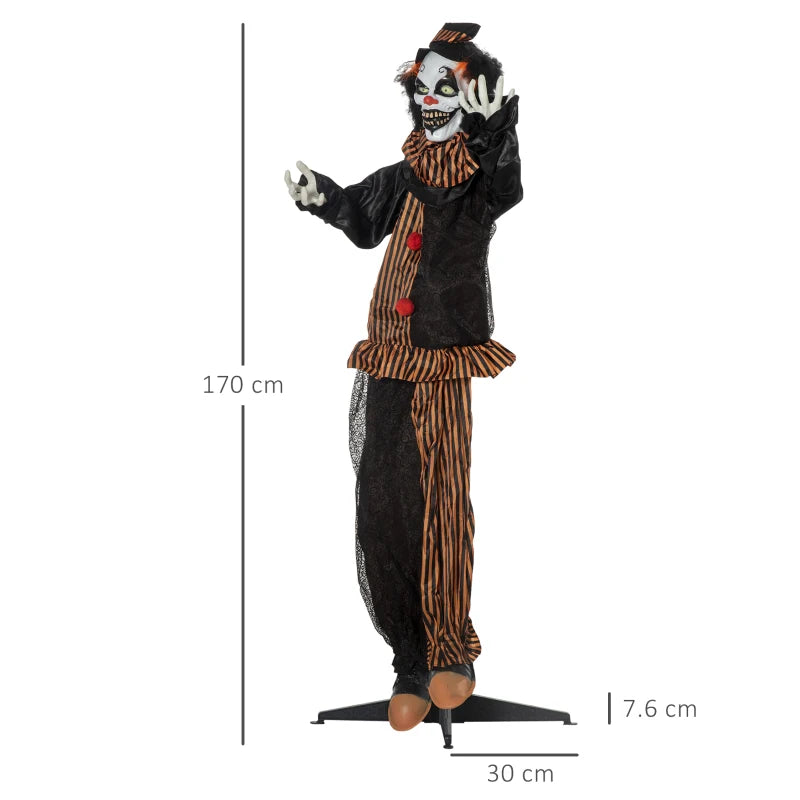 Halloween Outsunny 67" Life Size Outdoor Talking Circus Clown Light Up Eyes, Laughter