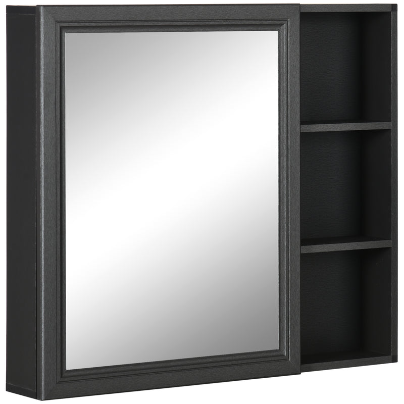 kleankin Bathroom Grey Cabinet Wall Mounted Storage Organiser w/ Mirrored Door