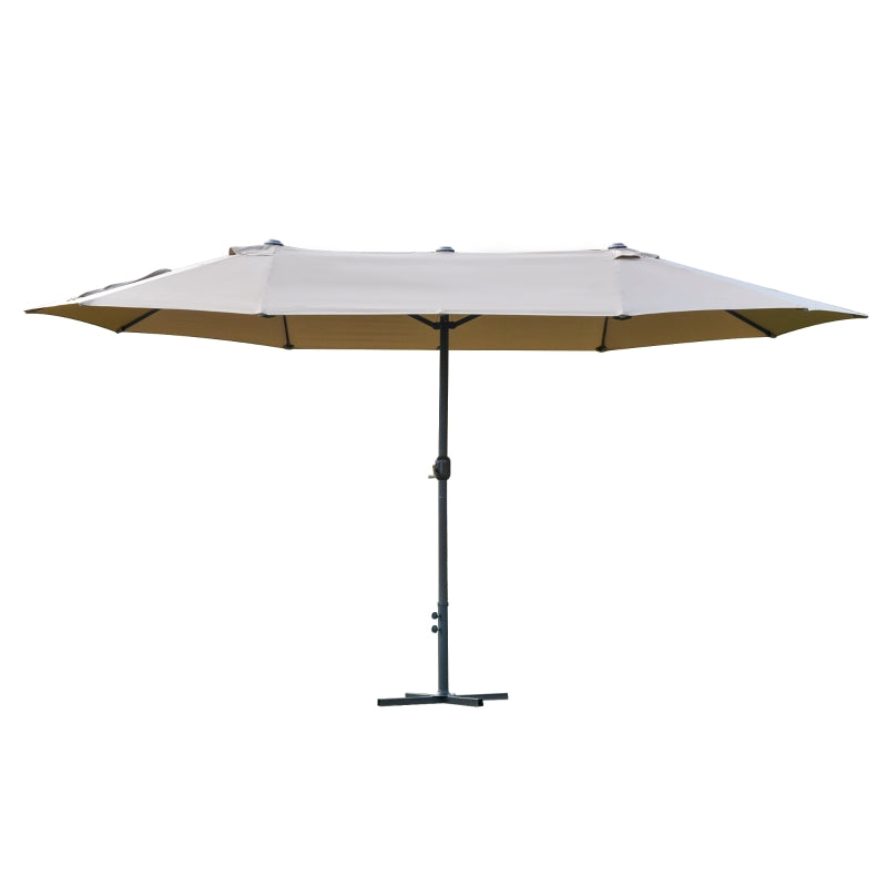 Outsunny Double Sided Umbrella Parasol with Cross Base  4.6 m - Khaki