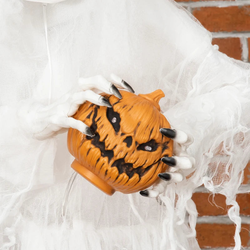 Halloween White Witch Holding Pumpkin Head 72" Life Size