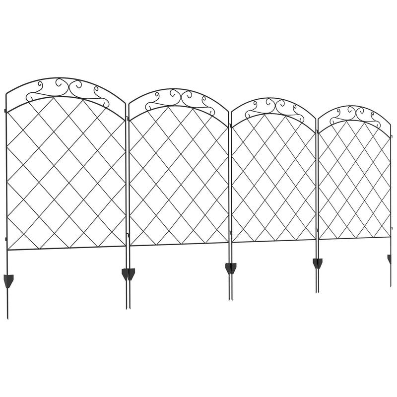 Outsunny 4PCs Decorative Garden Fencing 43in x 11.4ft Steel Border Edging Swirls