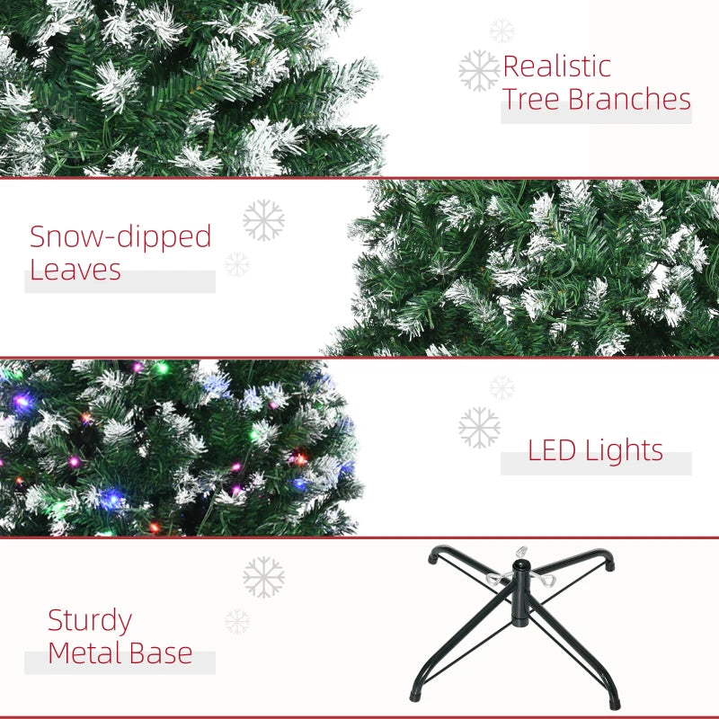 HOMCOM Christmas Tree Slim 7' with 350 Multi Coloured LED Lights