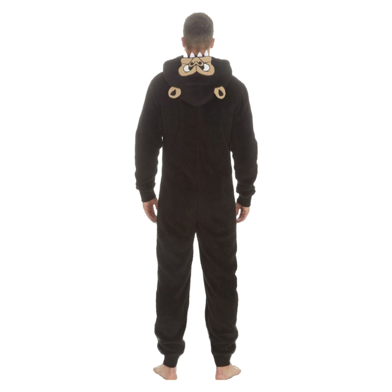 Men's Gorilla Snuggle Fleece Onesie- Black