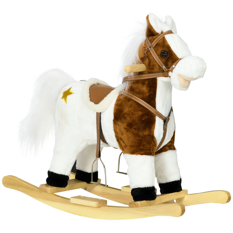 HOMCOM Rocking Horse with Music, Sound, Ride On Horse with Saddle for 3-6 Years