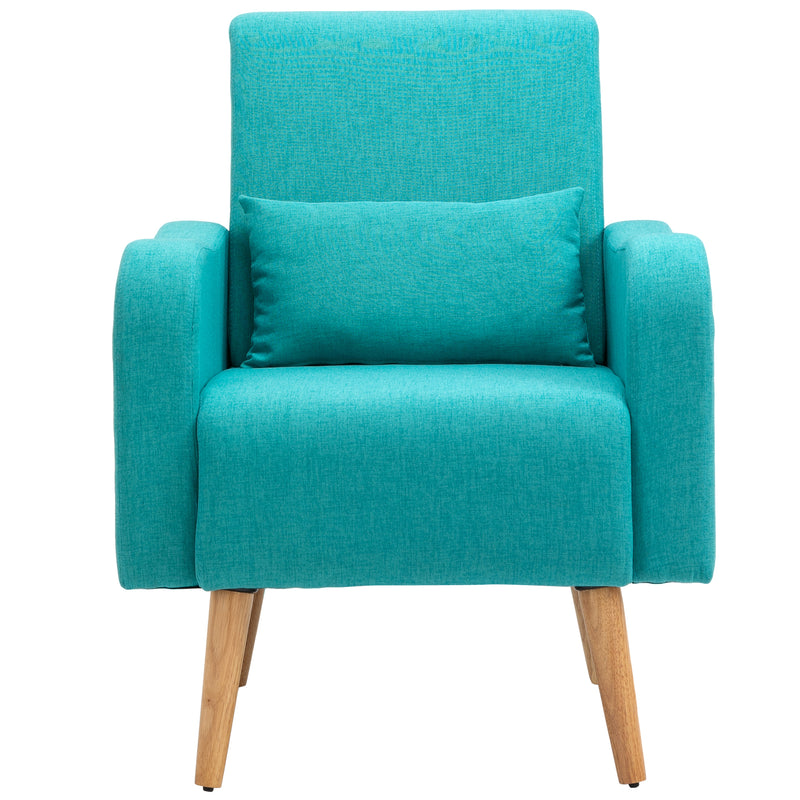 HOMCOM Nordic Leisure Lounge Sofa Accent Chair with Pillow for Bedroom Teal