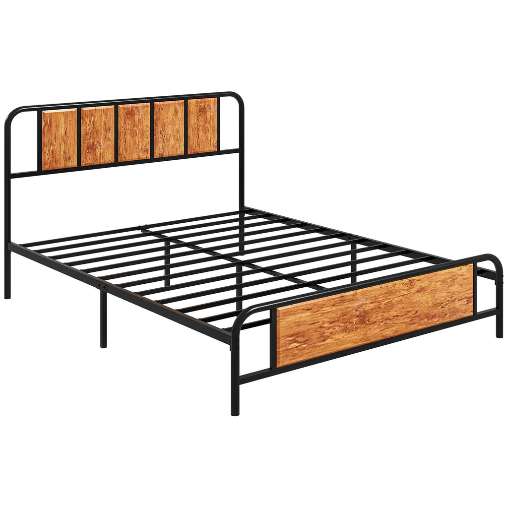 Steel wood deals bed frame