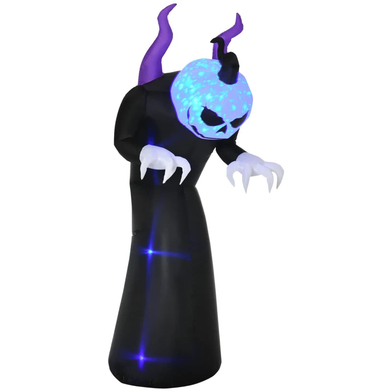 Halloween Inflatable Ghost with scary 7ft Horns LED display