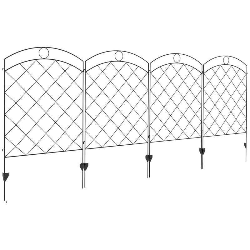 Outsunny 4PCs Decorative Garden Fencing 43in x 11.4ft Steel Border Edging