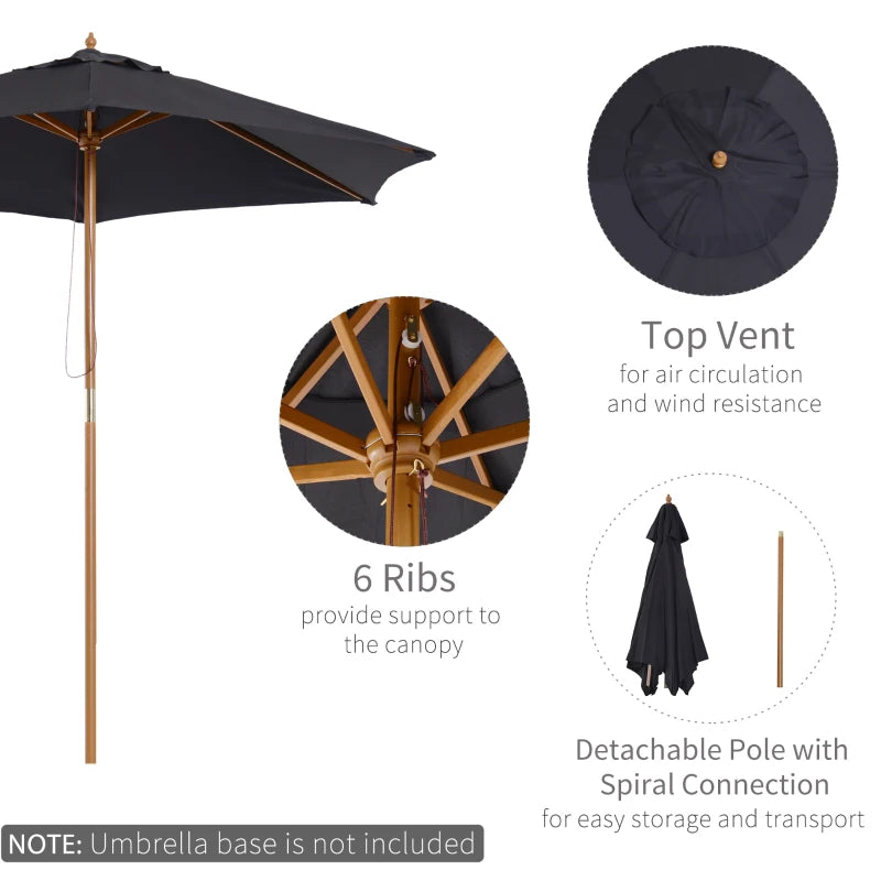 Outsunny Patio Umbrella Black